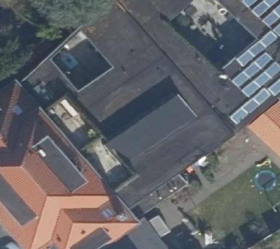 True ortho Luchtfoto op daksegment ingezoomd