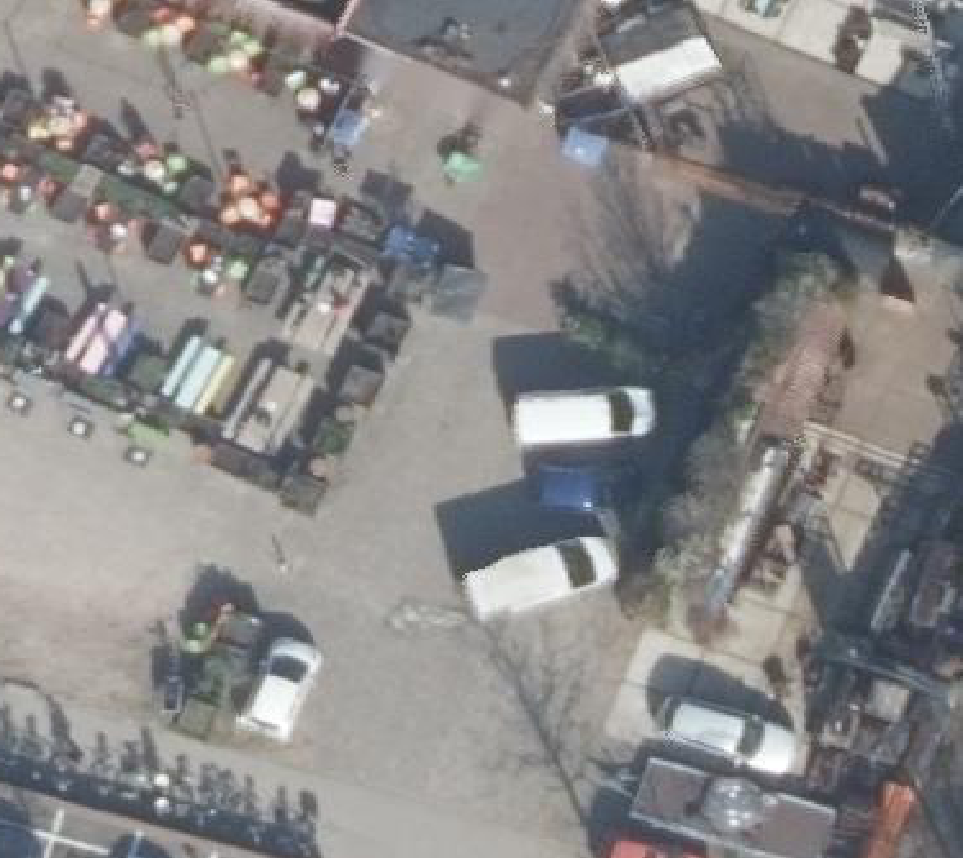 True ortho Luchtfoto op daksegment ingezoomd