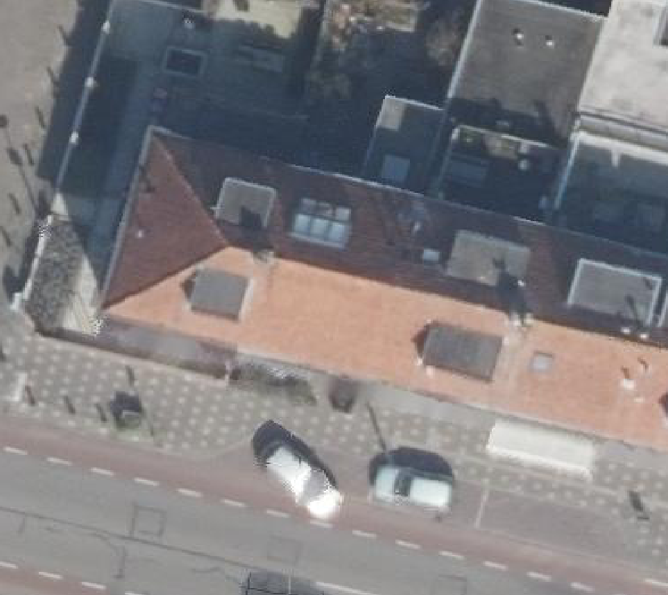 True ortho Luchtfoto op daksegment ingezoomd
