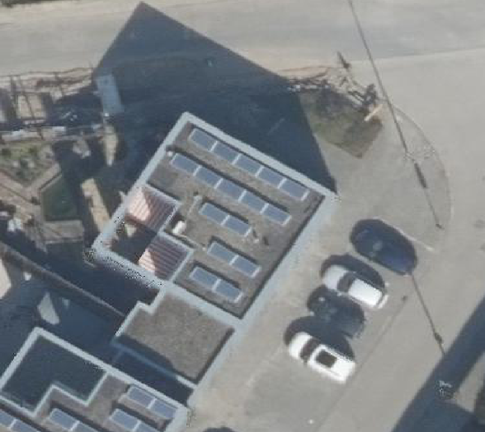 True ortho Luchtfoto op daksegment ingezoomd