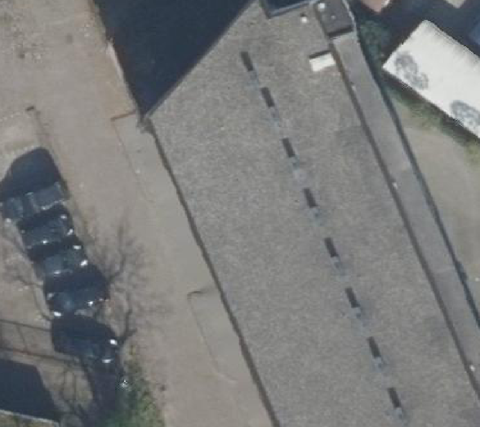 True ortho Luchtfoto op daksegment ingezoomd