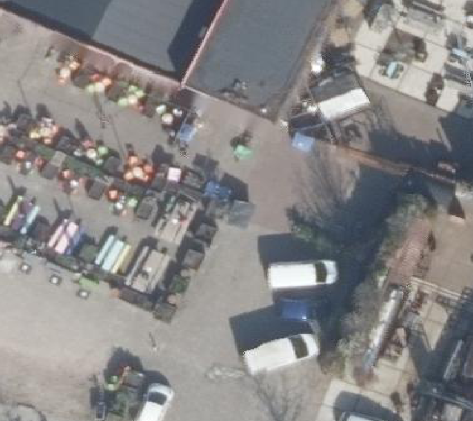 True ortho Luchtfoto op daksegment ingezoomd