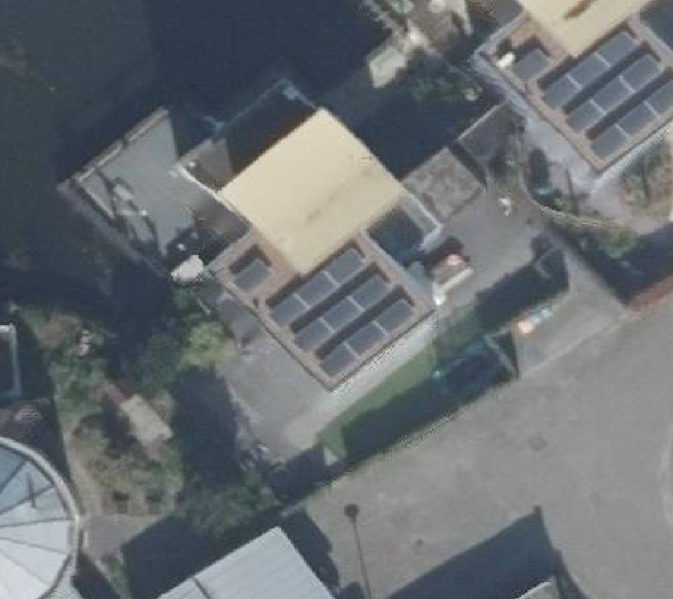 True ortho Luchtfoto op daksegment ingezoomd