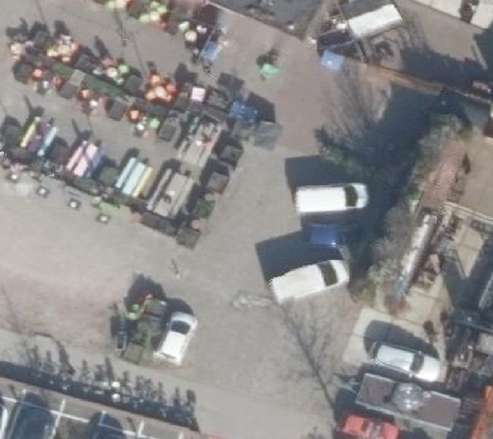 True ortho Luchtfoto op daksegment ingezoomd