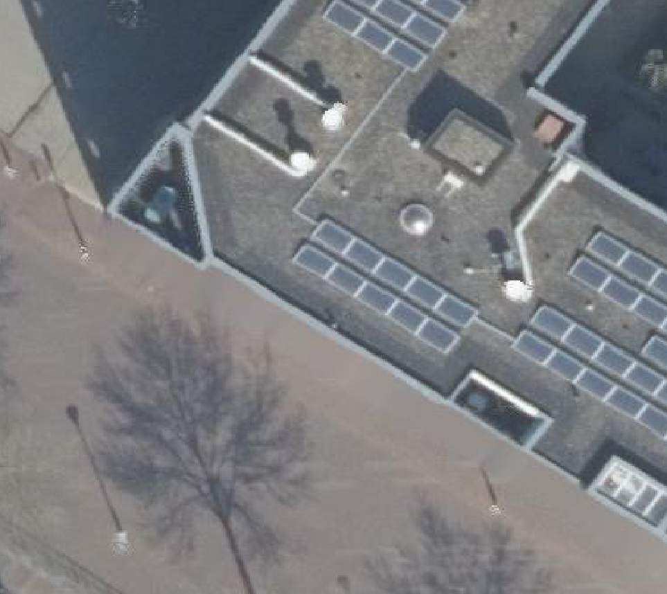 True ortho Luchtfoto op daksegment ingezoomd
