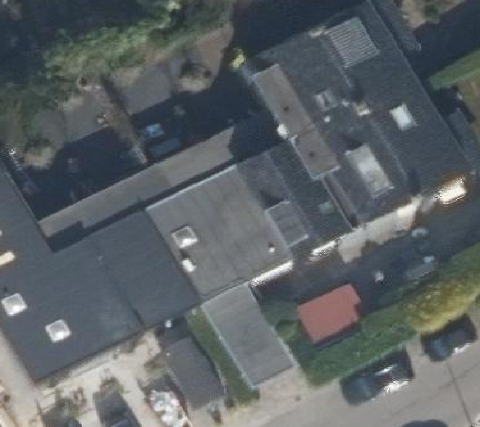 True ortho Luchtfoto op daksegment ingezoomd