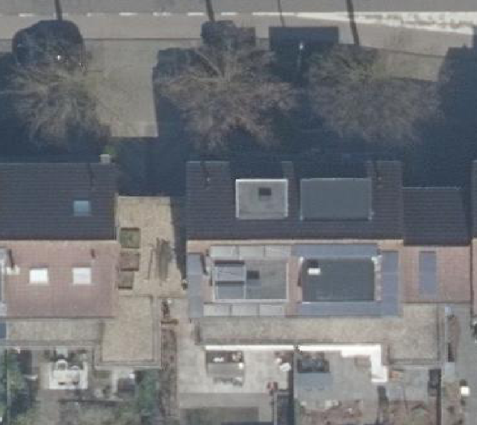 True ortho Luchtfoto op daksegment ingezoomd