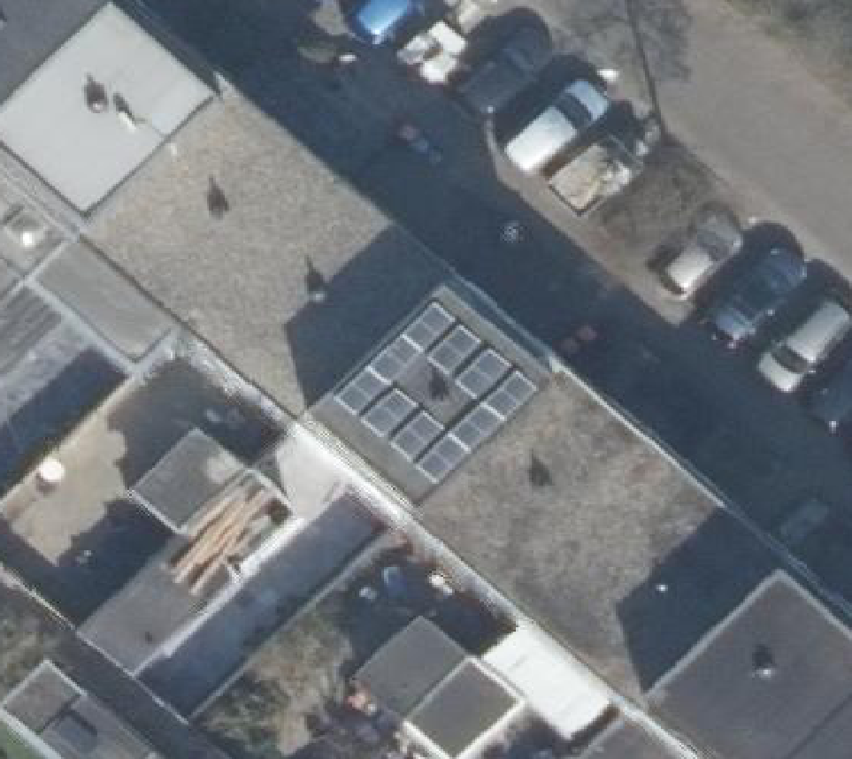 True ortho Luchtfoto op daksegment ingezoomd