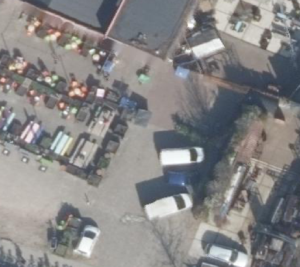 True ortho Luchtfoto op daksegment ingezoomd