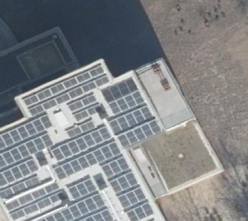True ortho Luchtfoto op daksegment ingezoomd