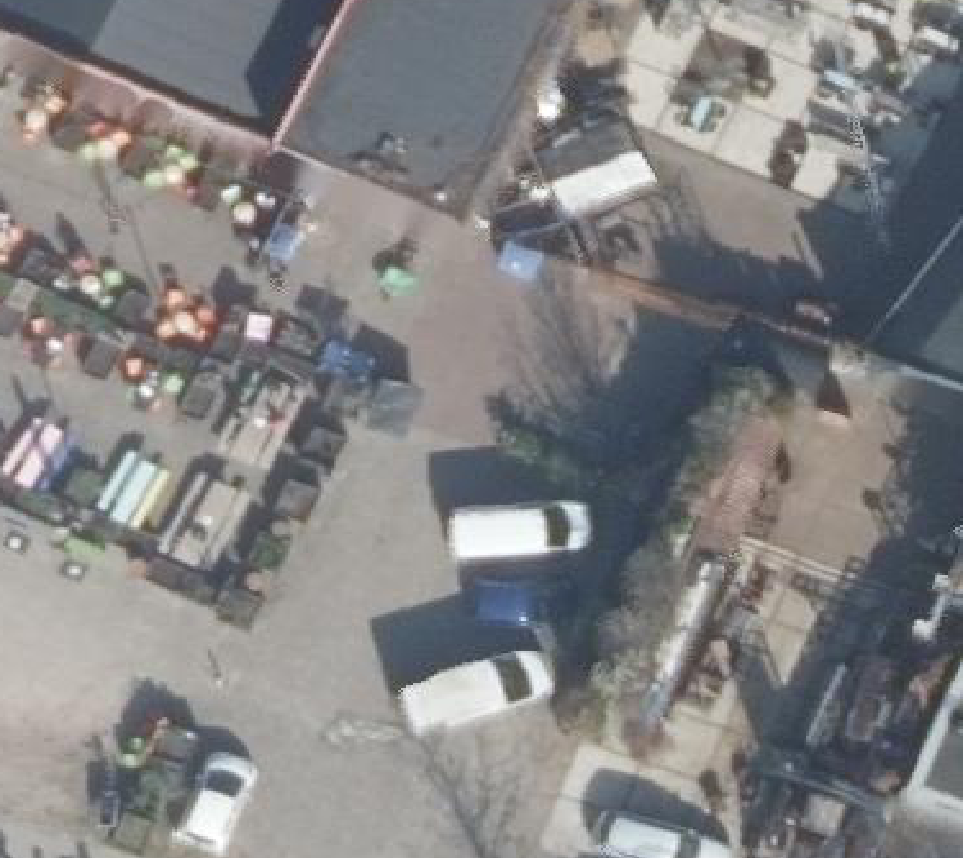 True ortho Luchtfoto op daksegment ingezoomd