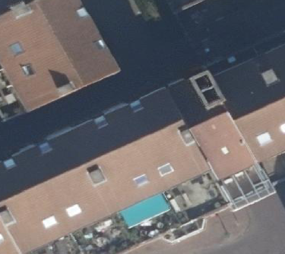 True ortho Luchtfoto op daksegment ingezoomd