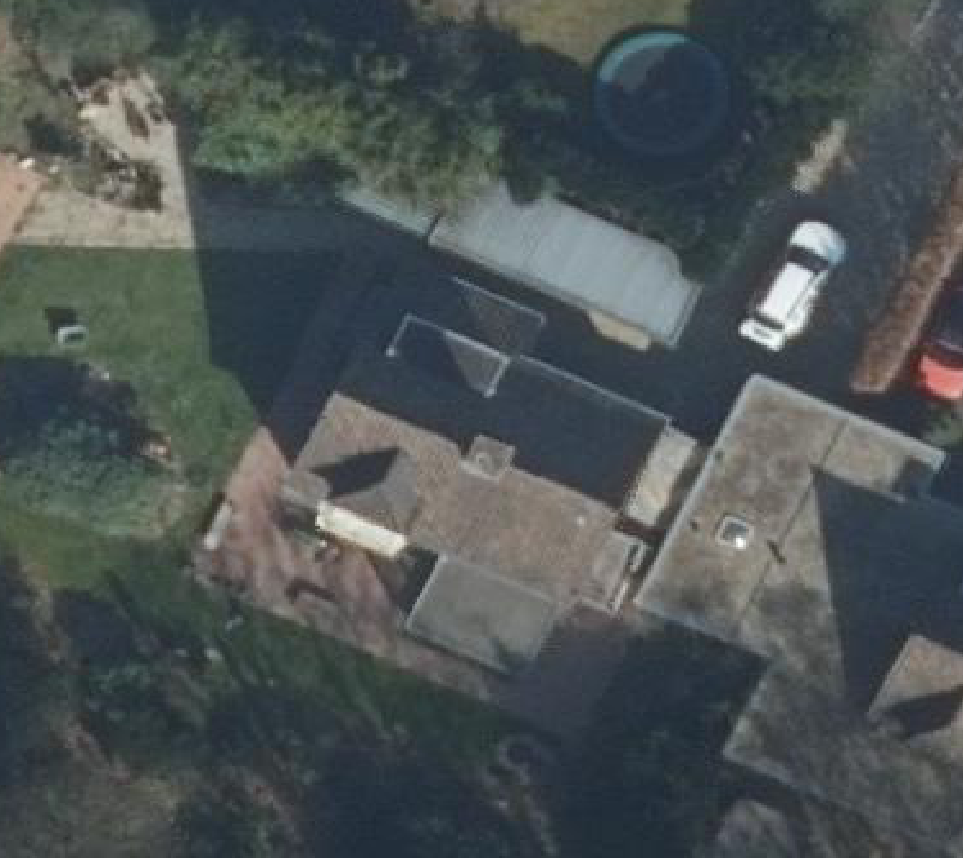 True ortho Luchtfoto op daksegment ingezoomd