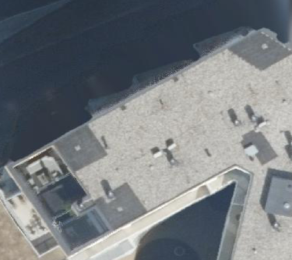 True ortho Luchtfoto op daksegment ingezoomd