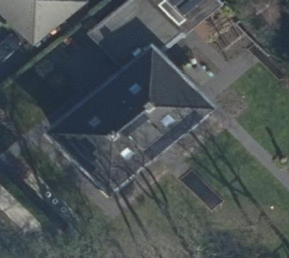 True ortho Luchtfoto op daksegment ingezoomd