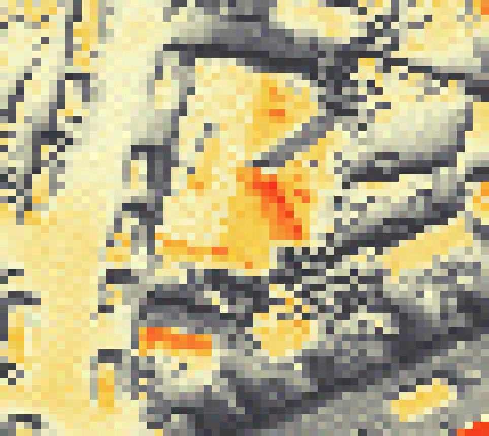 PV-irradiatie op daksegment ingezoomd met intensiteitsverdeling van zonlicht