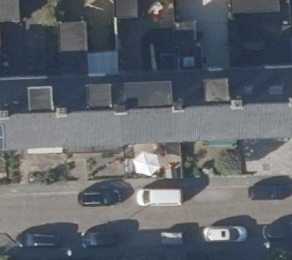 True ortho Luchtfoto op daksegment ingezoomd