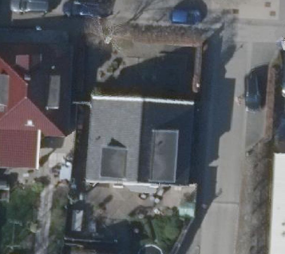 True ortho Luchtfoto op daksegment ingezoomd