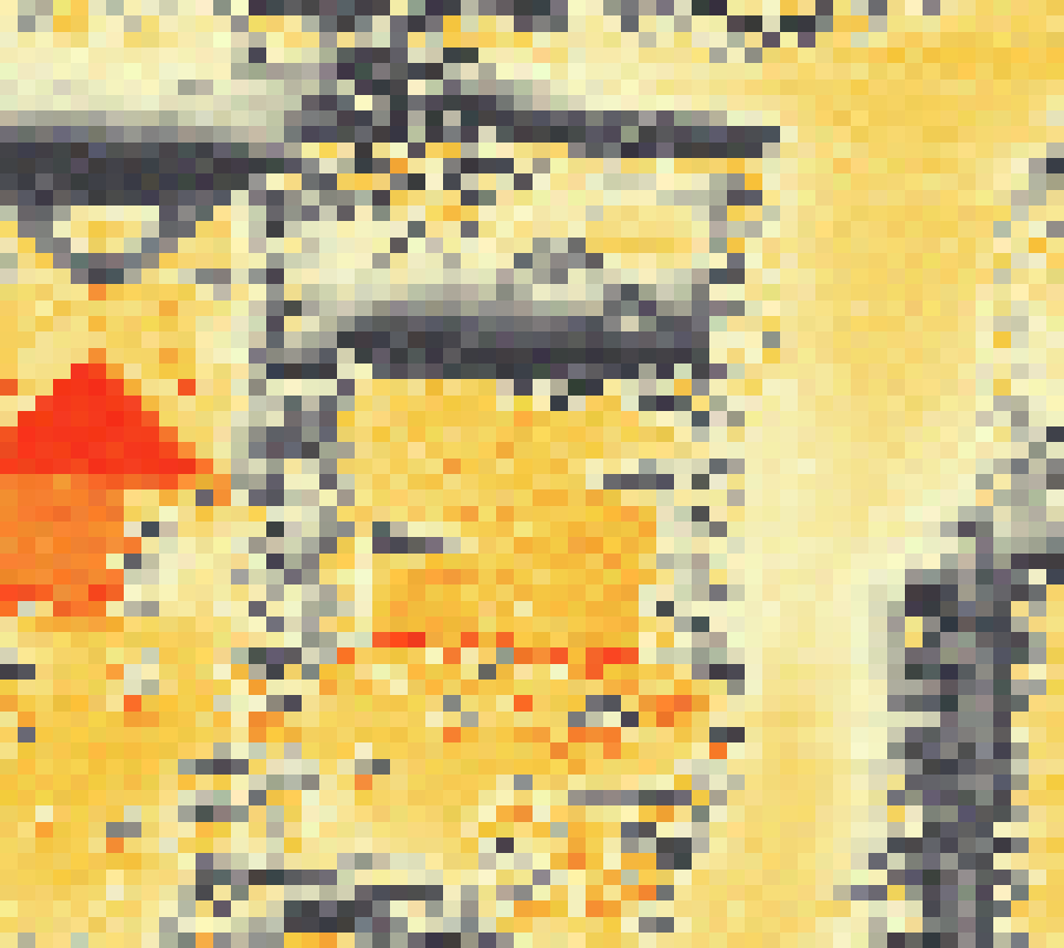 PV-irradiatie op daksegment ingezoomd met intensiteitsverdeling van zonlicht