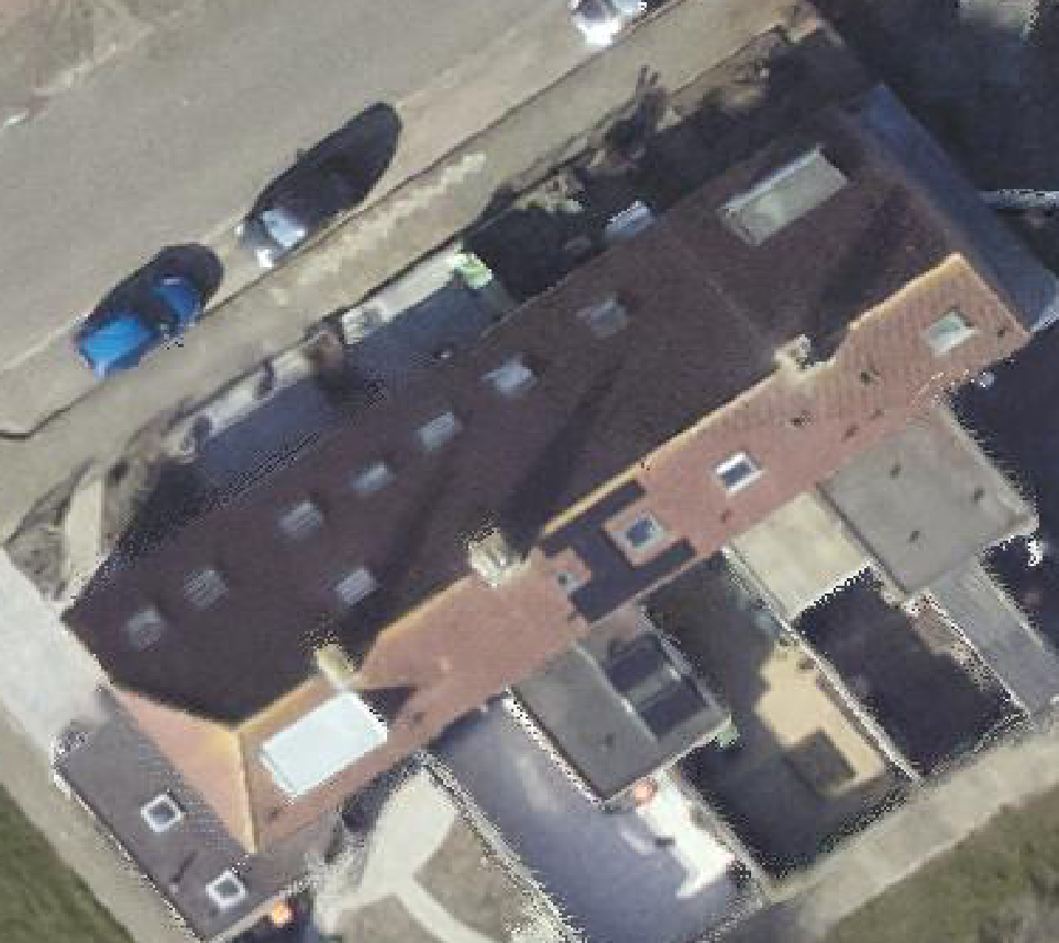 True ortho Luchtfoto op daksegment ingezoomd