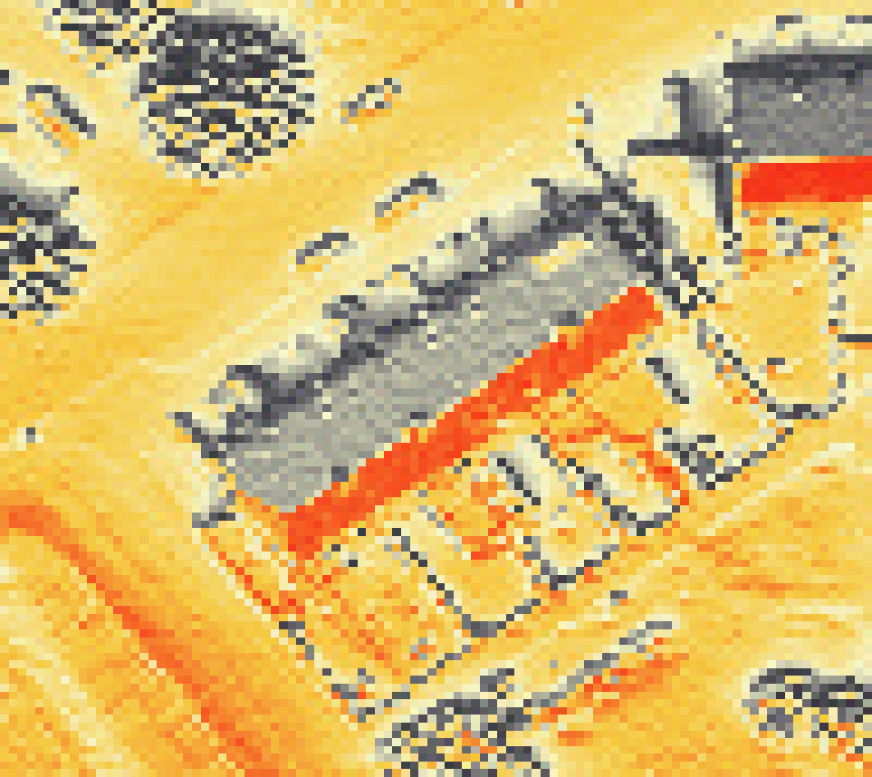 PV-irradiatie op daksegment met intensiteitsverdeling van zonlicht