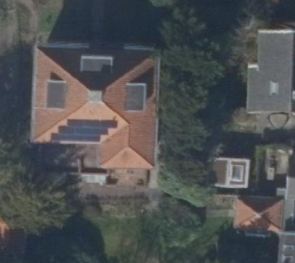 True ortho Luchtfoto op daksegment ingezoomd