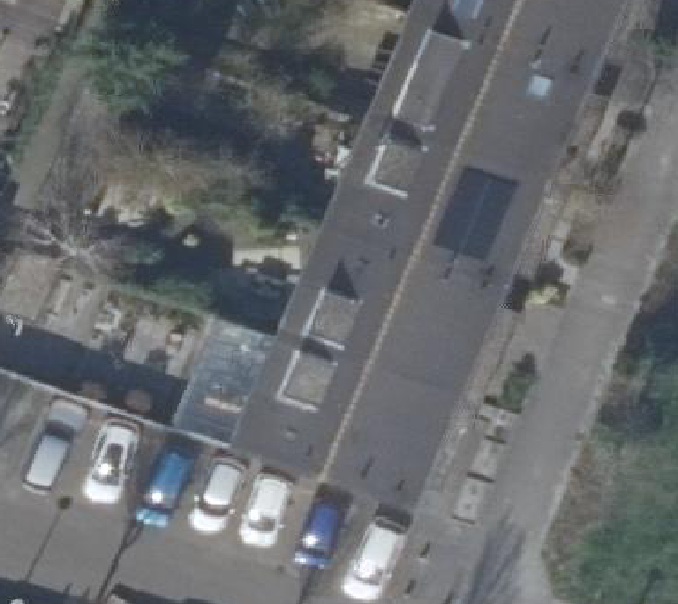 True ortho Luchtfoto op daksegment ingezoomd