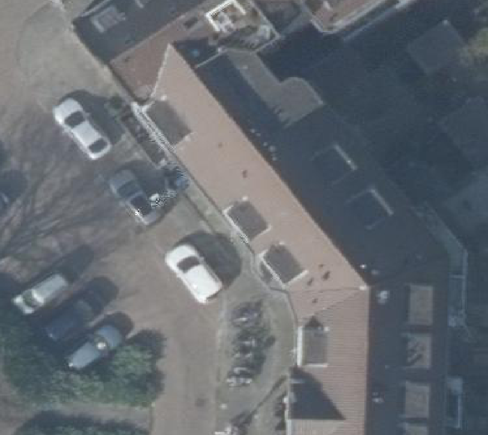 True ortho Luchtfoto op daksegment ingezoomd