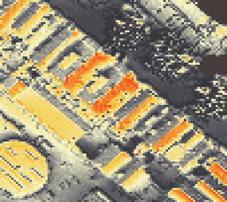 PV-irradiatie op daksegment met intensiteitsverdeling van zonlicht