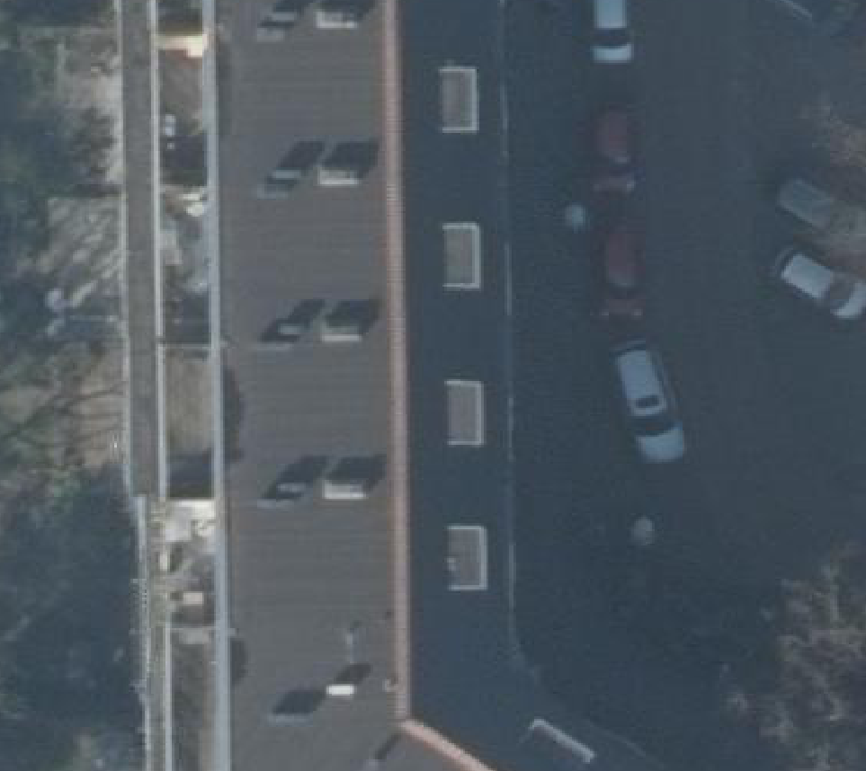 True ortho Luchtfoto op daksegment ingezoomd