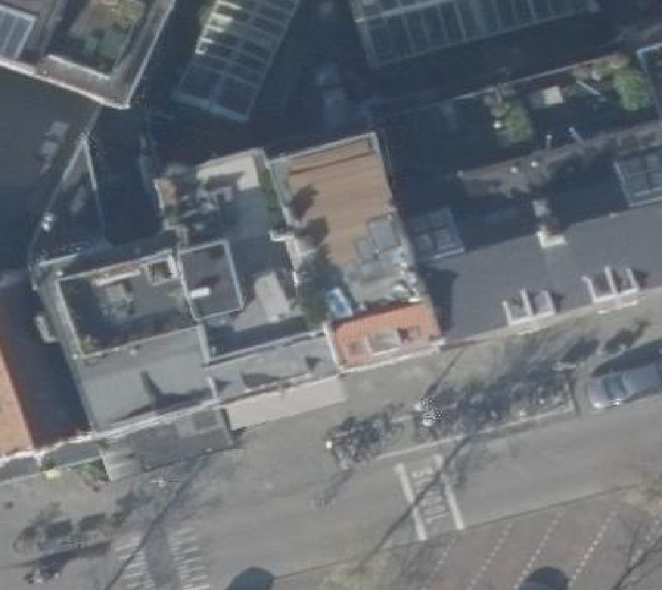 True ortho Luchtfoto op daksegment ingezoomd