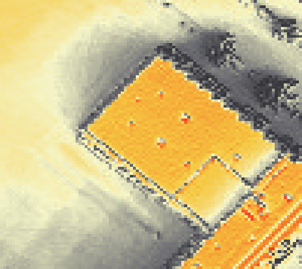 PV-irradiatie op daksegment met intensiteitsverdeling van zonlicht
