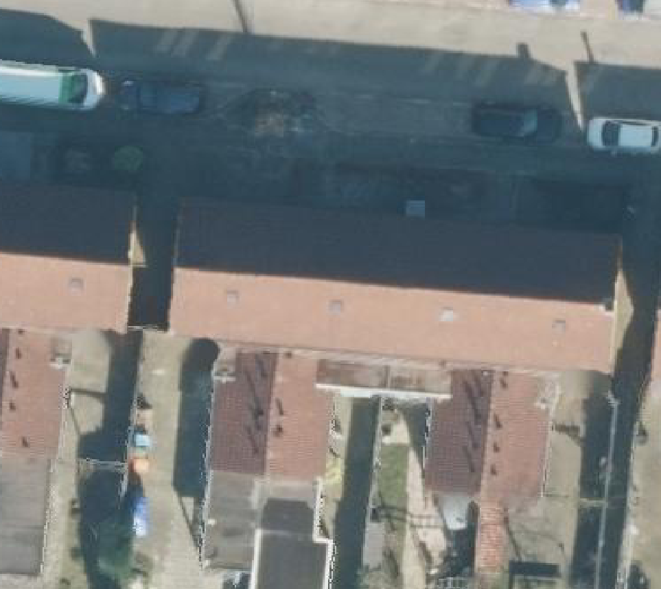 True ortho Luchtfoto op daksegment ingezoomd