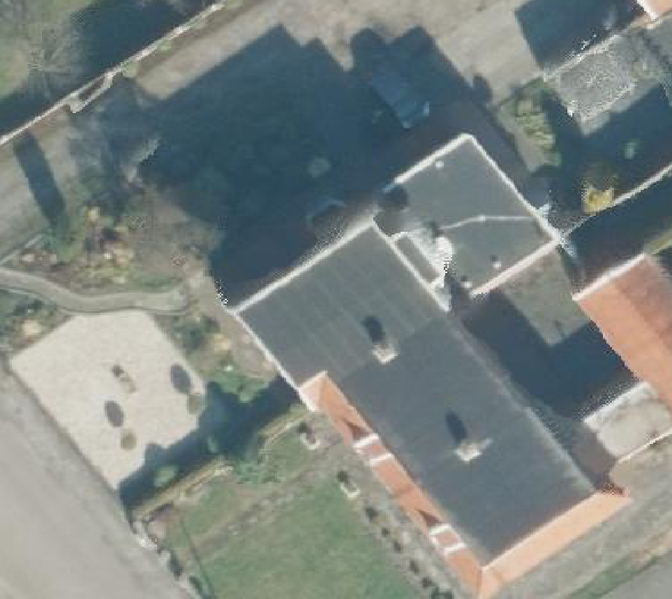 True ortho luchtfoto van Overdinkel met zicht op woning