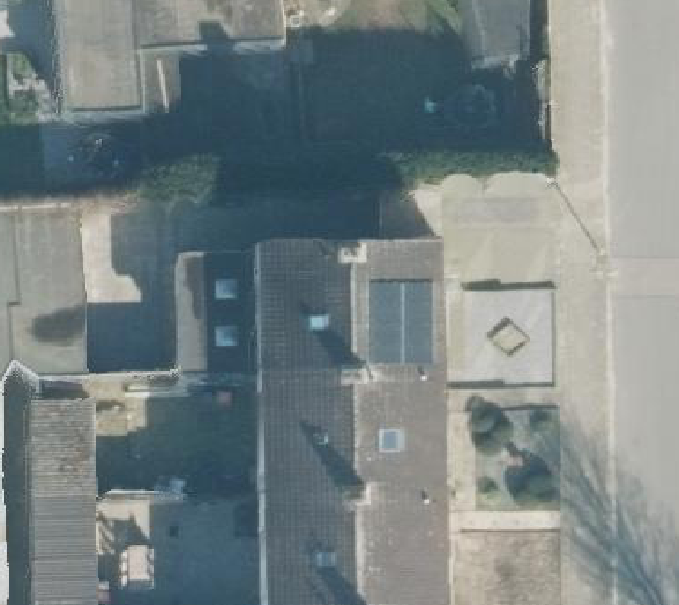 True ortho Luchtfoto op daksegment ingezoomd