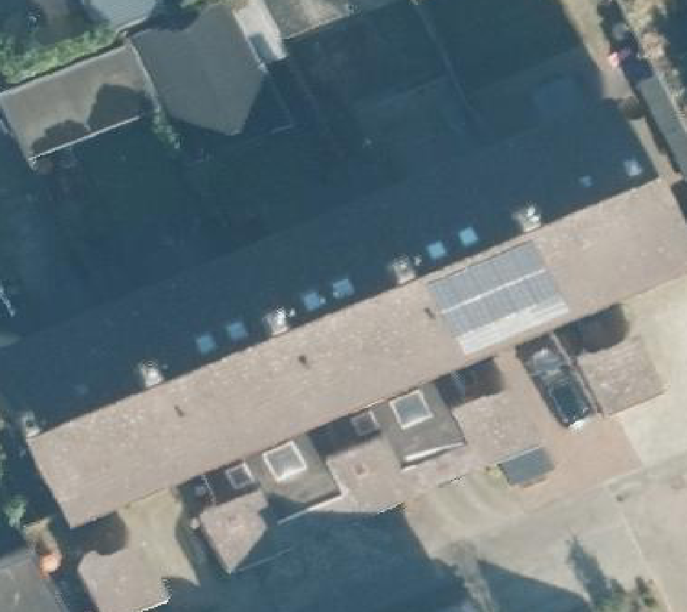 True ortho Luchtfoto op daksegment ingezoomd