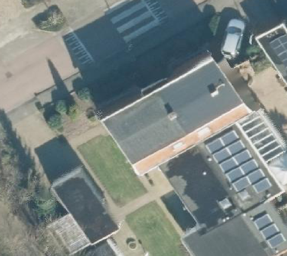 True ortho Luchtfoto op daksegment ingezoomd