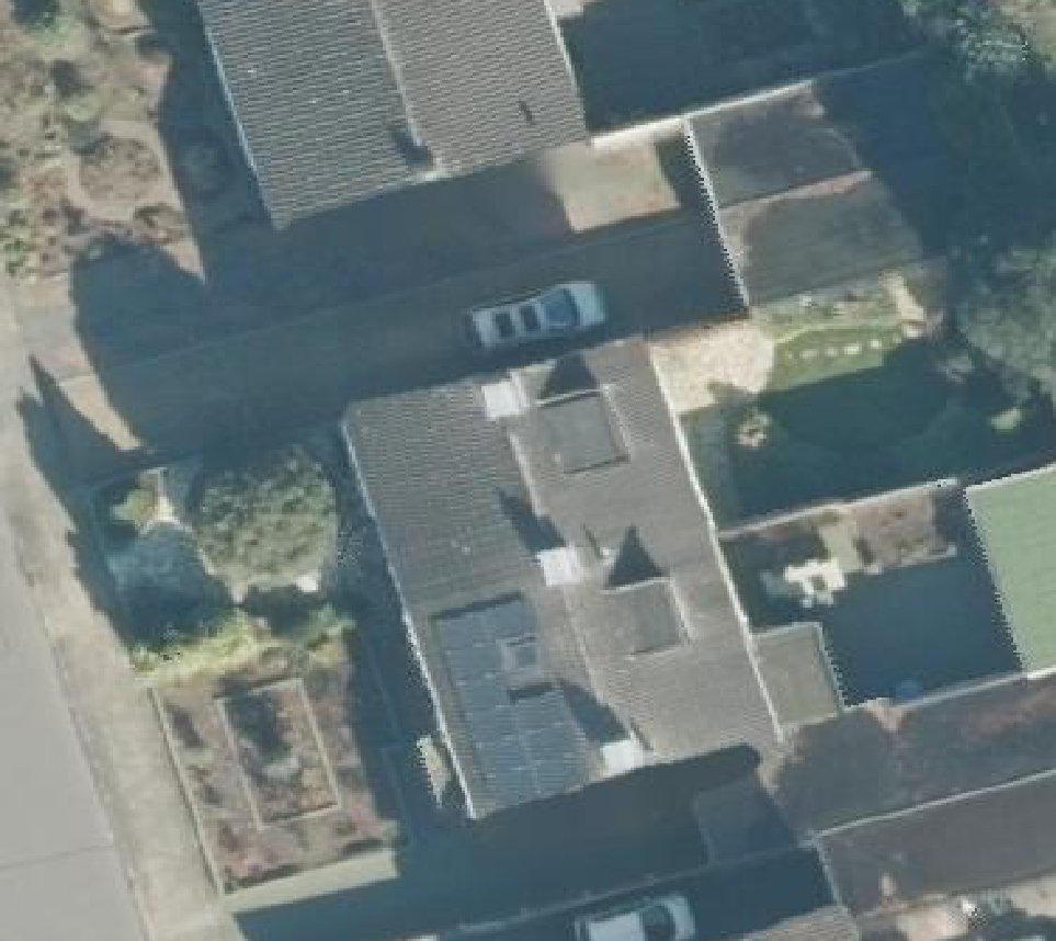 True ortho Luchtfoto op daksegment ingezoomd