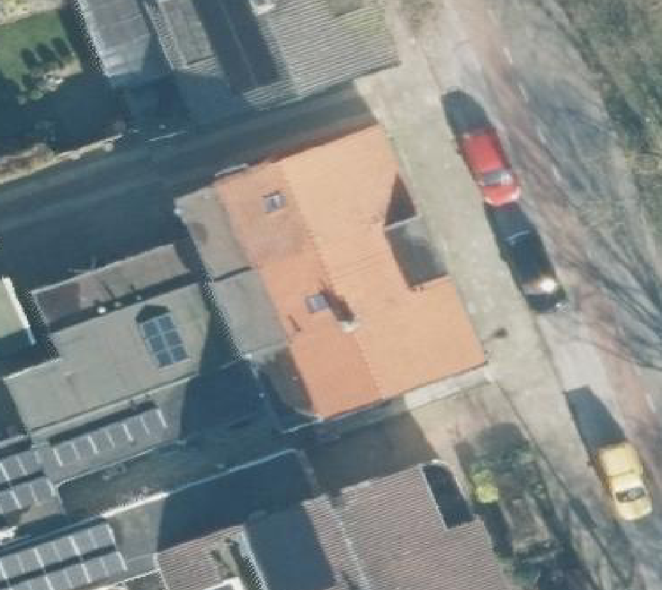 True ortho Luchtfoto op daksegment ingezoomd