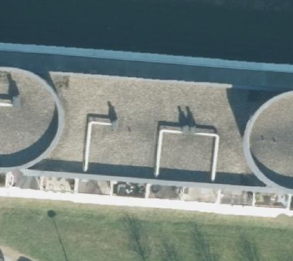 True ortho Luchtfoto op daksegment ingezoomd