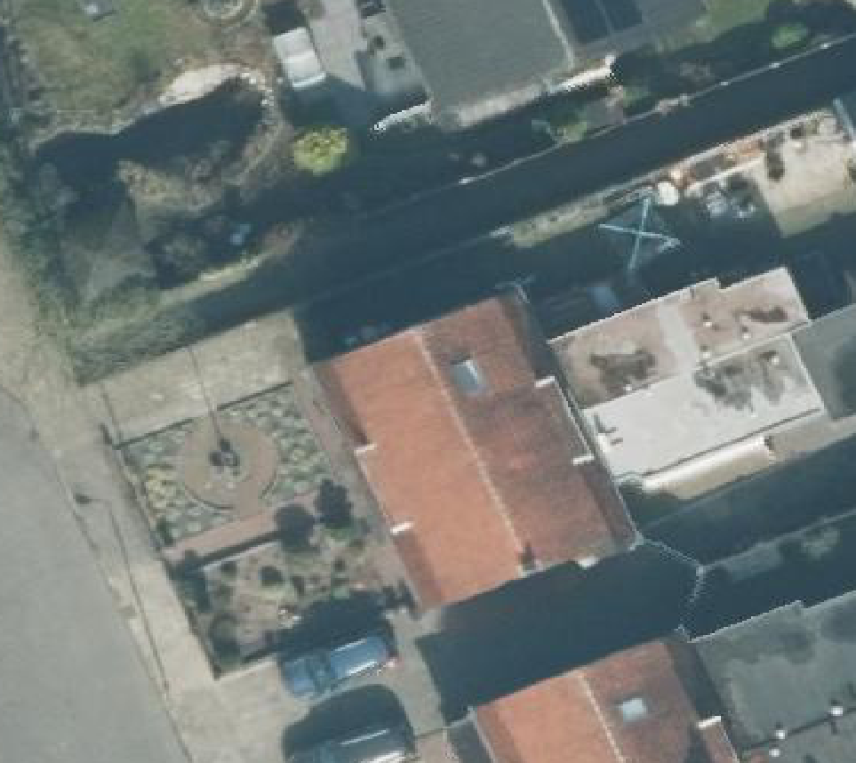 True ortho Luchtfoto op daksegment ingezoomd