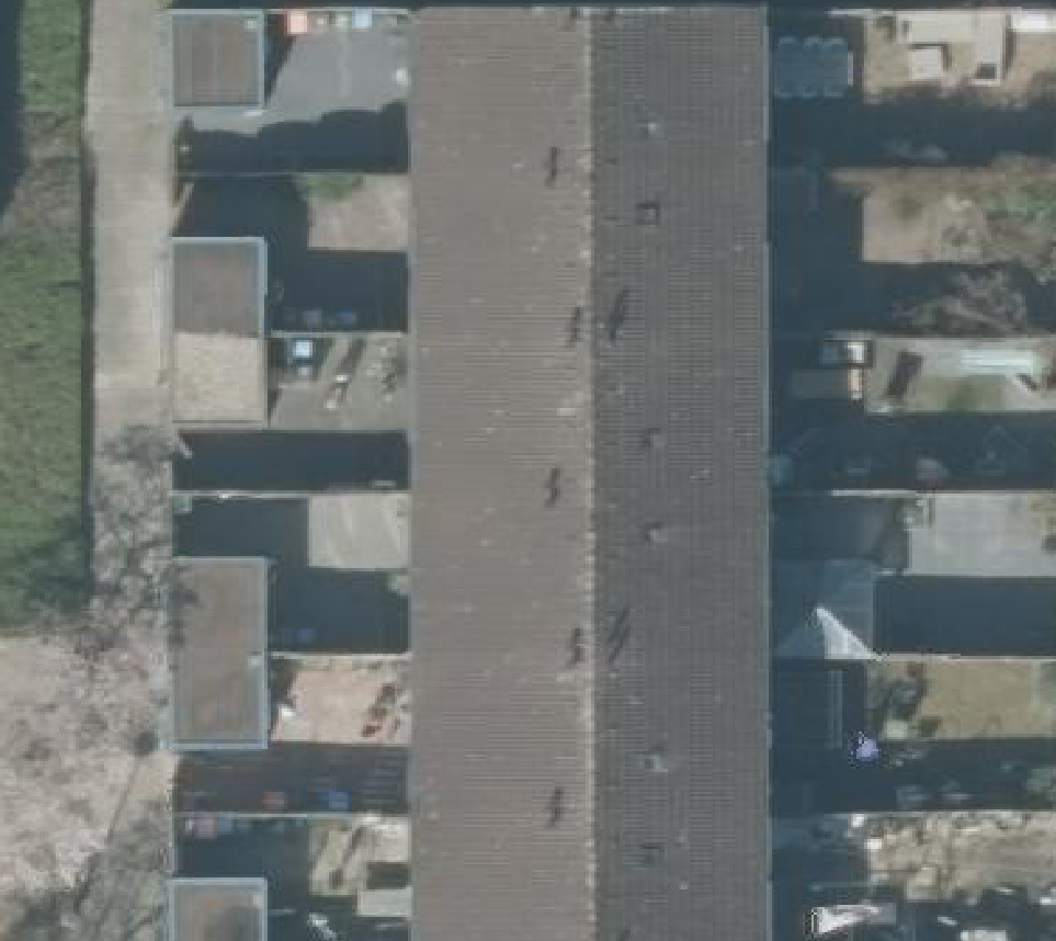 True ortho Luchtfoto op daksegment ingezoomd