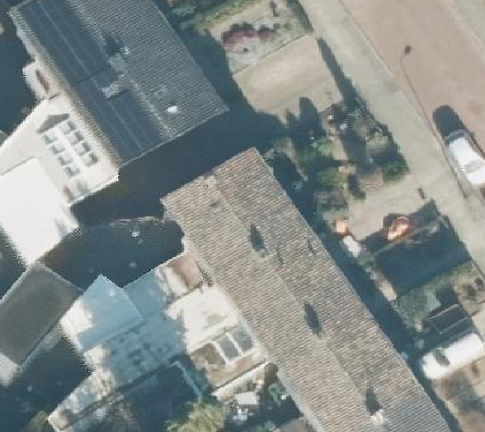True ortho Luchtfoto op daksegment ingezoomd