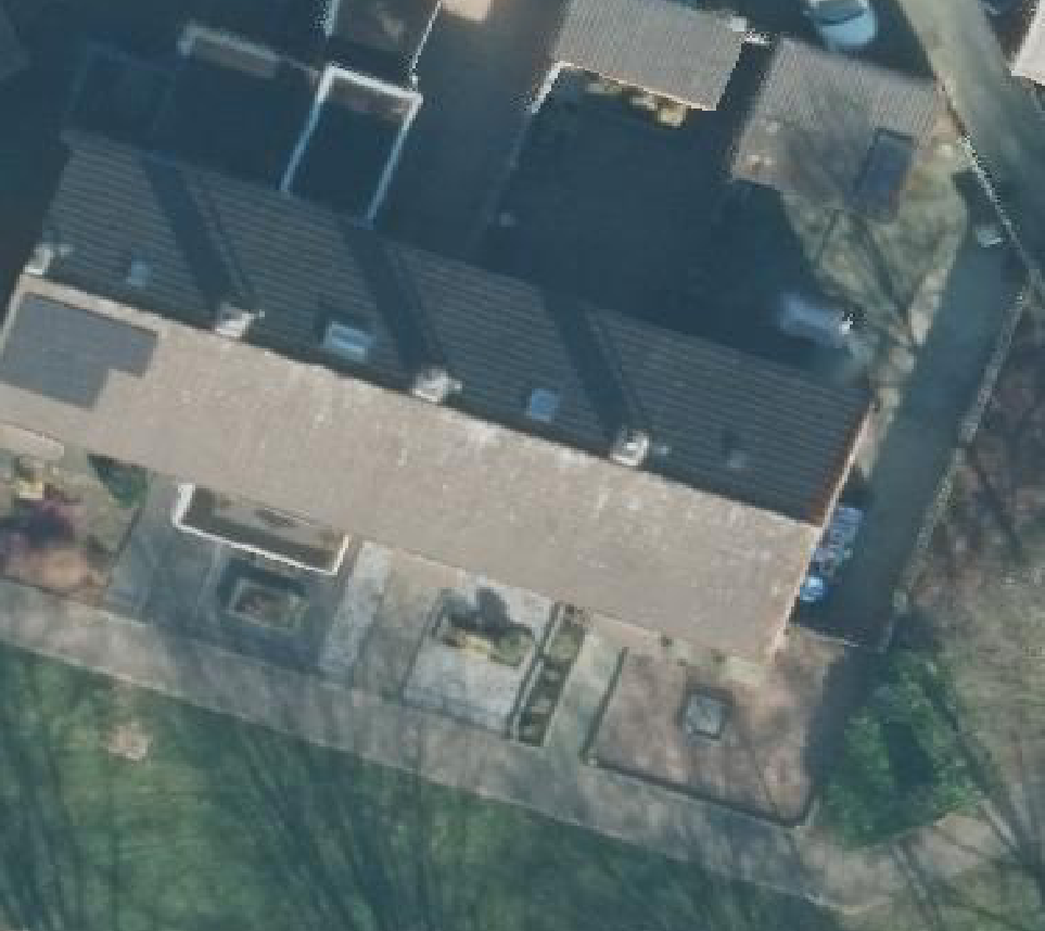 True ortho luchtfoto van Overdinkel met zicht op woning