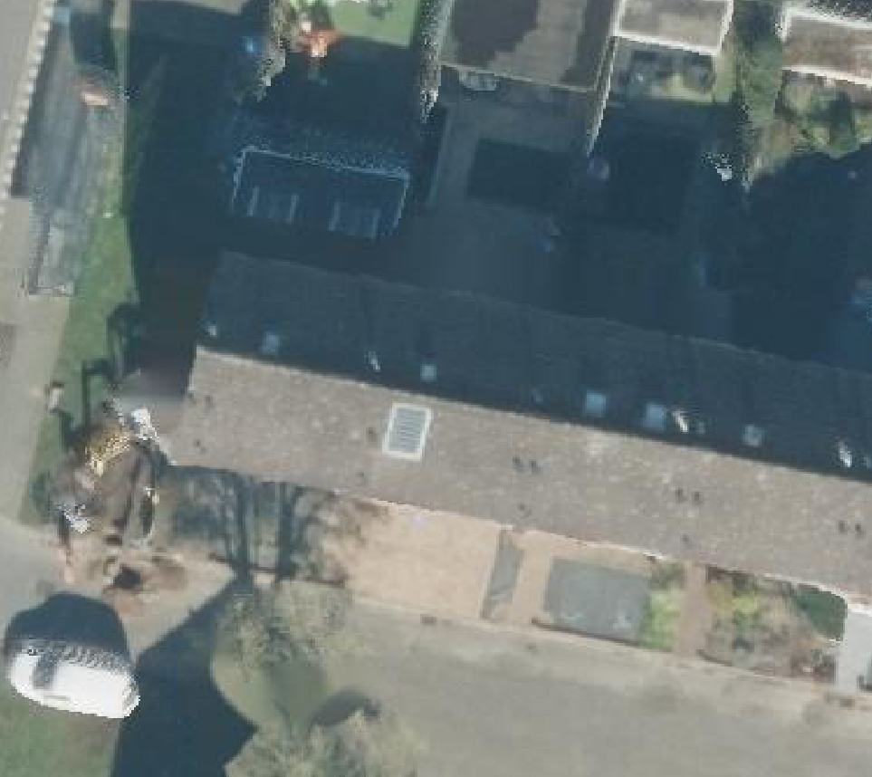 True ortho Luchtfoto op daksegment ingezoomd