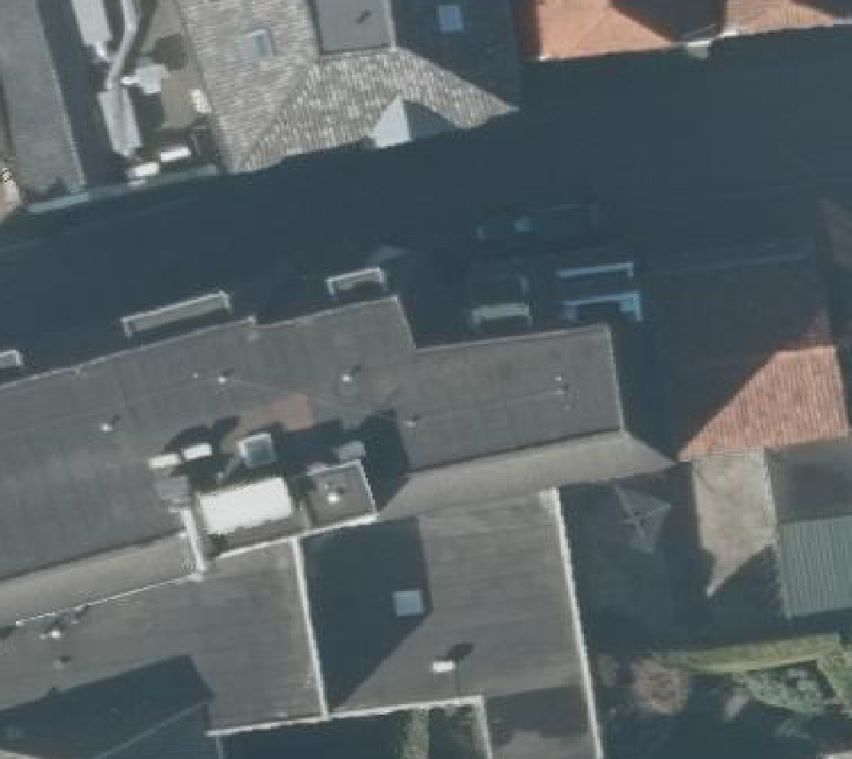 True ortho Luchtfoto op daksegment ingezoomd