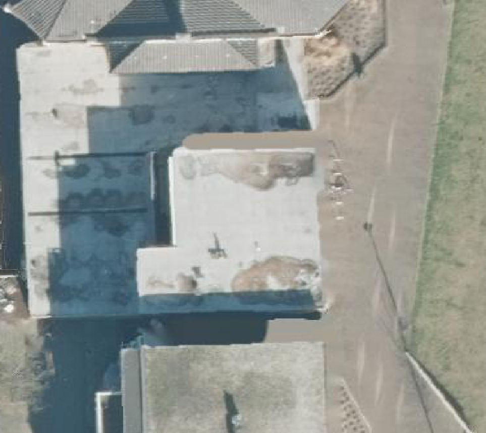 True ortho Luchtfoto op daksegment ingezoomd