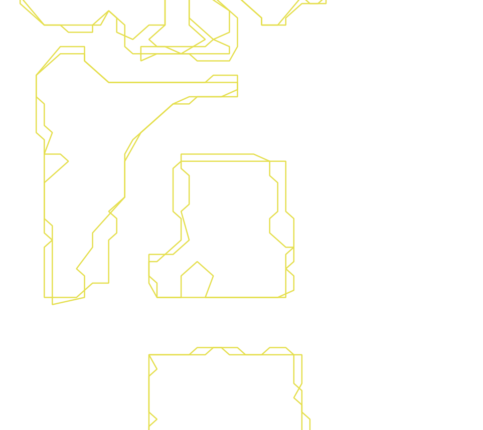 Daksegment ingezoomd met contourlijnen en structuurweergave