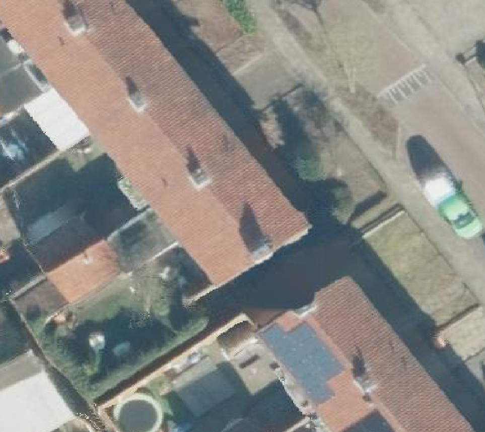 True ortho Luchtfoto op daksegment ingezoomd