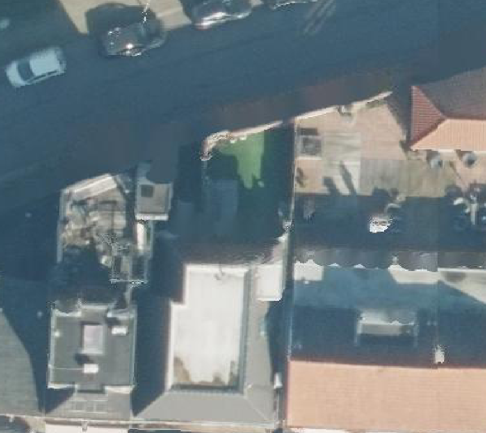 True ortho Luchtfoto op daksegment ingezoomd